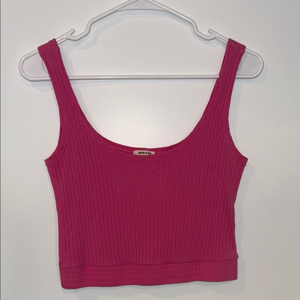 Hearts & Hips Pink Ribbed Crop Tank Top
